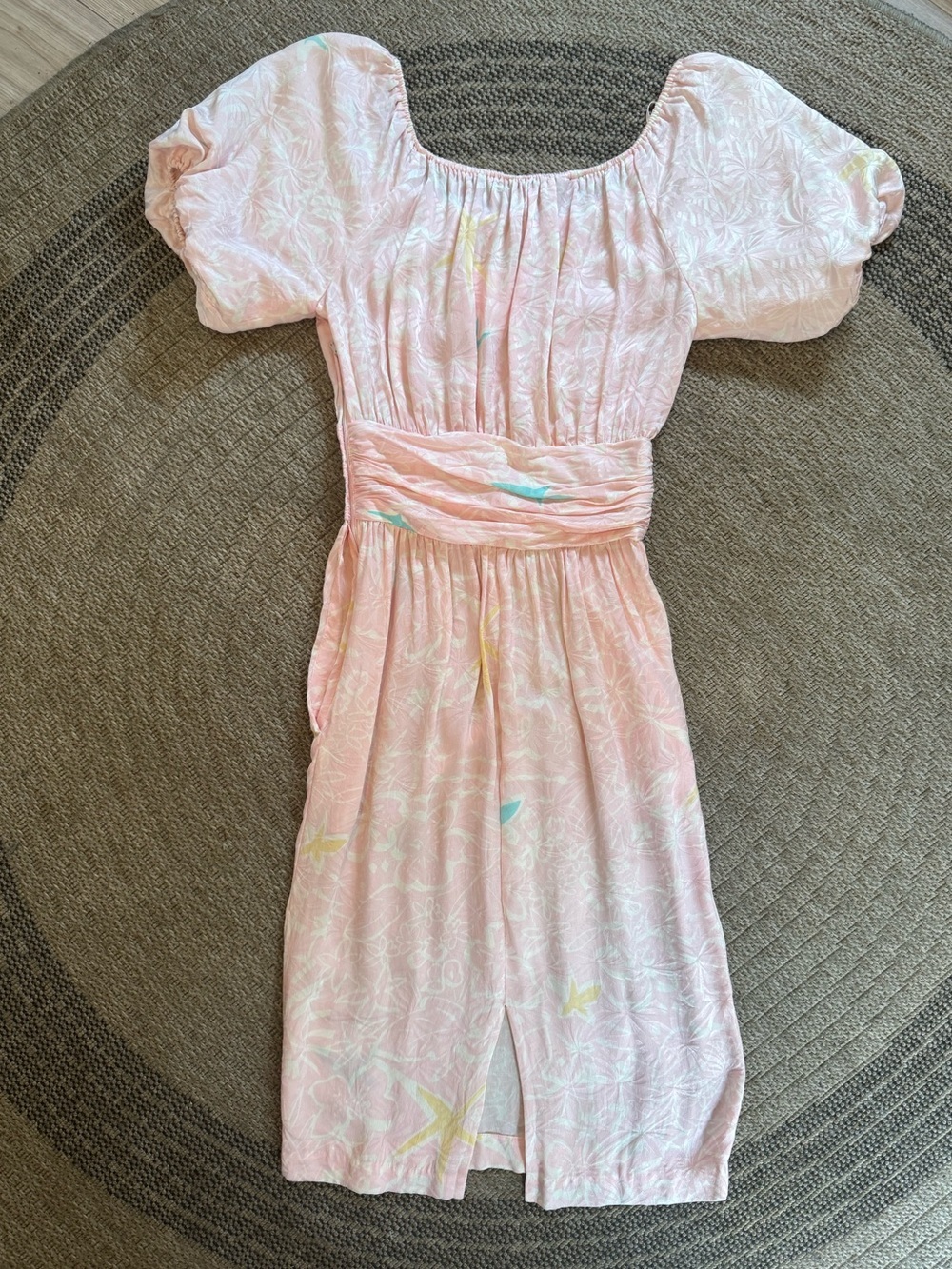 Vintage 80s Silks St. Gillian 100% silk midi dress pink pastels Extra Small (XS) - Picture 9 of 13
